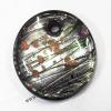 Murano Lampwork Pendant Silver Foil, Hollow Flat Round 48x52x10mm, Sold by PC