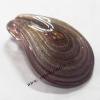 Gold Sand Murano Lampwork Pendant, Leaf 40x52x7mm, Sold by PC