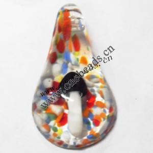Murano Lampwork Pendant, Leaf 30x56x53mm, Sold by PC