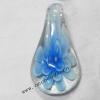 Murano Lampwork Pendant, Leaf 30x57x14mm, Sold by PC