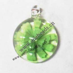 Murano Lampwork Pendant, Flat Round 30x36x12mm, Sold by PC