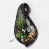 Gold Sand Murano Lampwork Pendant, Leaf 27x56x10mm, Sold by PC