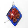 Murano Lampwork Pendant, Diamond 32x66x14mm, Sold by PC