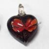 Gold Sand Murano Lampwork Pendant, Heart 30x37x14mm, Sold by PC