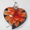 Gold Sand Murano Lampwork Pendant, Heart 47x52x12mm, Sold by PC