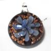 Gold Sand Murano Lampwork Pendant, Flat Round 32x41mm, Sold by PC
