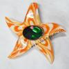 Silver Foil & Rhinestone Murano Lampwork Pendant, Star 57x60x11mm, Sold by PC