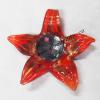 Gold Sand & Rhinestone Murano Lampwork Pendant, Star 57x59x14mm, Sold by PC