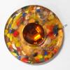Gold Sand & Rhinestone Murano Lampwork Pendant, Flat Round 50x11mm, Sold by PC