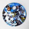 Silver Foil Murano Lampwork Pendant, Flat Round 50x10mm, Sold by PC