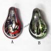 Silver Foil Murano Lampwork Pendant, Leaf 36x62x18mm, Sold by PC