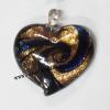 Gold Sand Murano Lampwork Pendant, Heart 42x48x12mm, Sold by PC