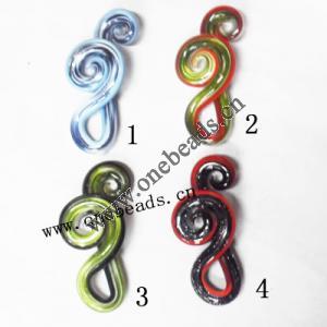 Murano Lampwork Pendant, 30x68x14mm, Sold by PC