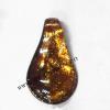 Gold Sand Murano Lampwork Pendant, Leaf 35x58x10mm, Sold by PC