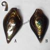 Gold Sand Murano Lampwork Pendant, Leaf 38x72x8mm, Sold by PC