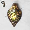 Gold Sand Murano Lampwork Pendant,Leaf 38x64x6mm, Sold by PC