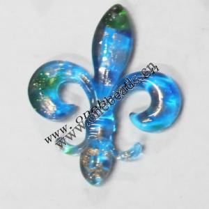 Gold Sand Murano Lampwork Pendant,Anchor 47x50x8mm, Sold by PC