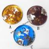 Silver Foil Murano Lampwork Pendant, Flat Round 50x11mm, Sold by PC