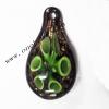 Gold Sand Murano Lampwork Pendant,Teardrop 32x56x15mm, Sold by PC