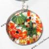 Murano Lampwork Pendant, Flat Round 38x51x13mm, Sold by PC
