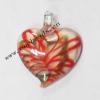 Gold Sand Murano Lampwork Pendant,Heart 43x53x10mm, Sold by PC