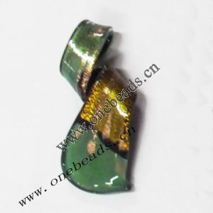 Gold Foil Murano Lampwork Pendant, 40x73x5mm, Sold by PC
