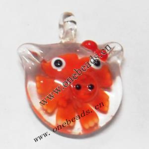  Murano Lampwork Pendant, Pig Head 36x43x20mm, Sold by PC