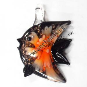  Gold Sand Murano Lampwork Pendant, Animal 50x35x9mm, Sold by PC