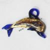  Gold Sand Murano Lampwork Pendant, Dolphin 77x36x14mm, Sold by PC