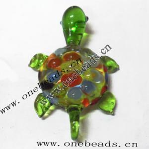  Murano Lampwork Pendant, Turtle 40x60x12mm, Sold by PC