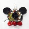 Silver Foil Murano Lampwork Pendant, Mickey Mouse Head 42x45x17mm, Sold by PC