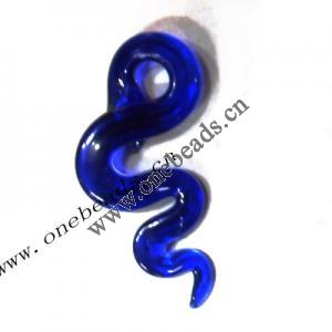  Murano Lampwork Pendant, Snake 28x64x6mm, Sold by PC