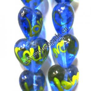 Handmade Lampwork Beads, Heart 20mm, Sold by PC