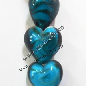 Handmade Lampwork Beads, Heart 20mm, Sold by PC