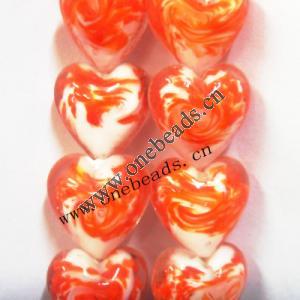 Handmade Lampwork Beads, Heart 20mm, Sold by PC