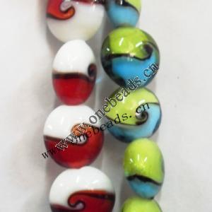 Handmade Lampwork Beads, Flat Round 20mm, Sold by PC