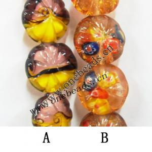Handmade Lampwork Beads, Flat Round 20mm, Sold by PC