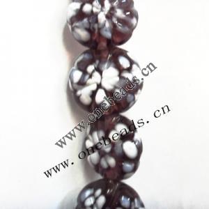 Handmade Lampwork Beads, Flat Round 20mm, Sold by PC