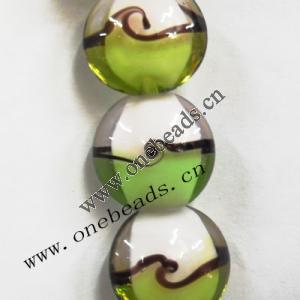 Handmade Lampwork Beads, Flat Round 20mm, Sold by PC