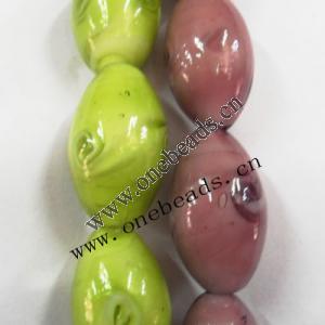 Handmade Lampwork Beads, Oval 27x16mm, Sold by PC