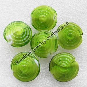 Handmade Lampwork Beads, Flat Round 25x12mm, Sold by PC