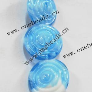 Handmade Lampwork Beads, Flat Round 20x12mm, Sold by PC