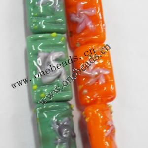 Handmade Lampwork Beads, Rectangular 25x18mm, Sold by PC