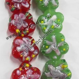 Handmade Lampwork Beads, Flower 26x12mm, Sold by PC
