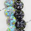 Handmade Lampwork Beads, Flat Round 20x12mm, Sold by PC