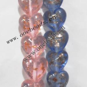 Handmade Lampwork Beads, Heart 14x11mm, Sold by PC