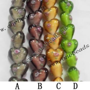 Handmade Lampwork Beads, Heart 20x15mm, Sold by PC