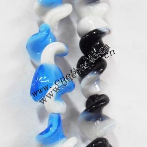 Handmade Lampwork Beads, Twist 19x11mm, Sold by PC
