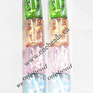 Luminous Lampwork Beads, Tube 6x11mm, Sold by PC