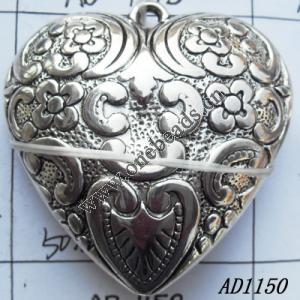 Jewelry findings, CCB plastic Pendant, Heart 50x52mm hole=3.5mm, Sold by PC